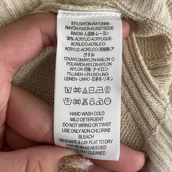 Free People Criss Cross Tunic Sweater Cream Size M - Picture 8 of 8